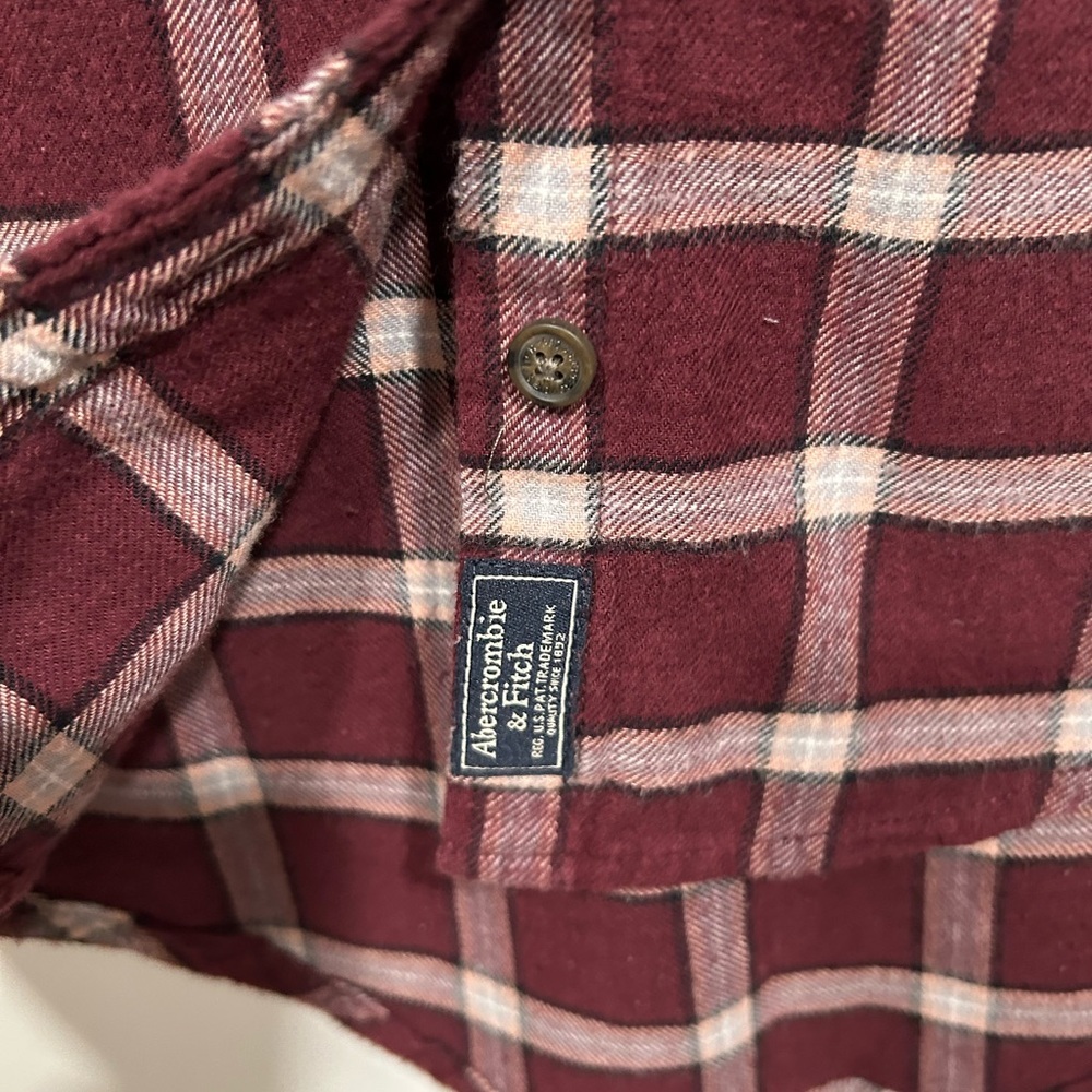 Abercrombie & Fitch Burgundy Plaid Shirt - Picture 3 of 5
